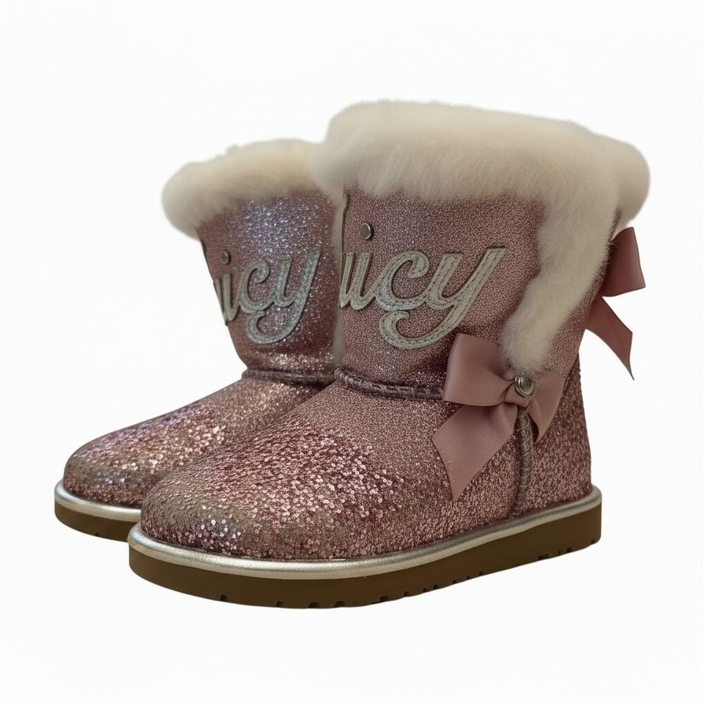 Juicy Couture Toddler Boots SZ 6M Style CB1350 Faux Fur McBling Barbiecore glam